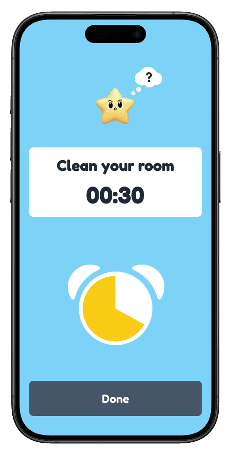 Chorlio home screen showing today's chores and earned stars